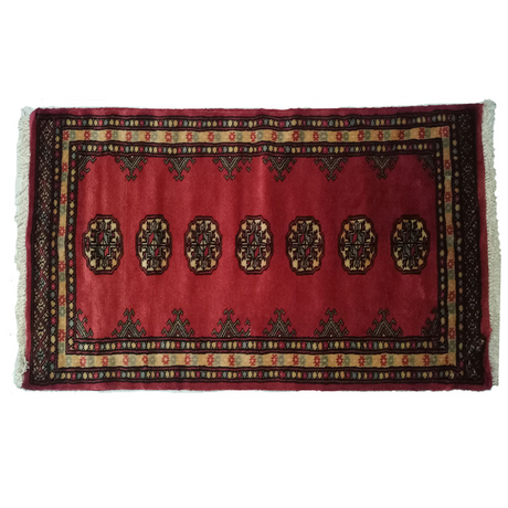 Handknotted Bokhara Bright Red Wool Mat