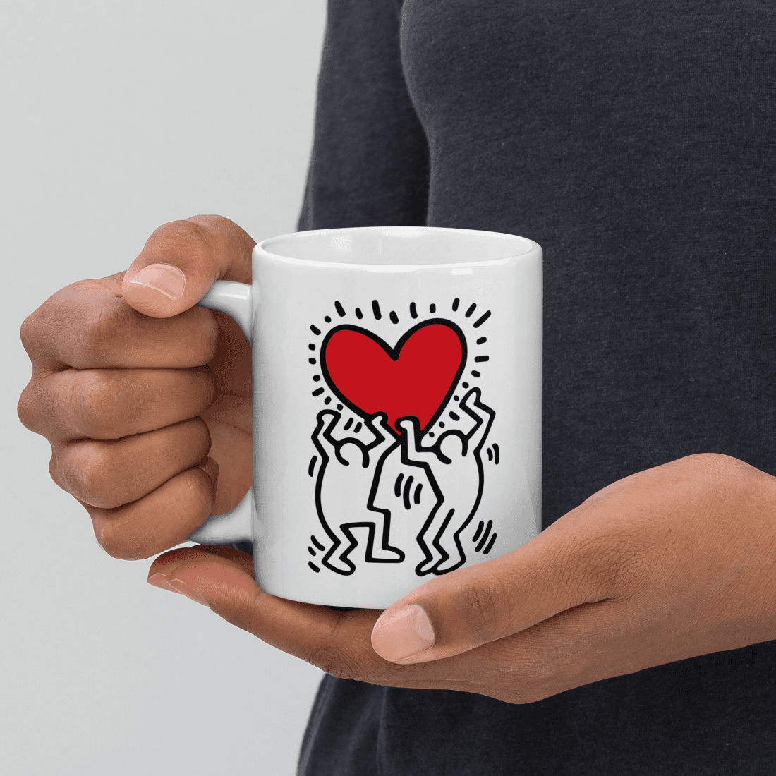 Men Holding Heart Icon, Street Art Mug