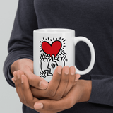 Men Holding Heart Icon, Street Art Mug