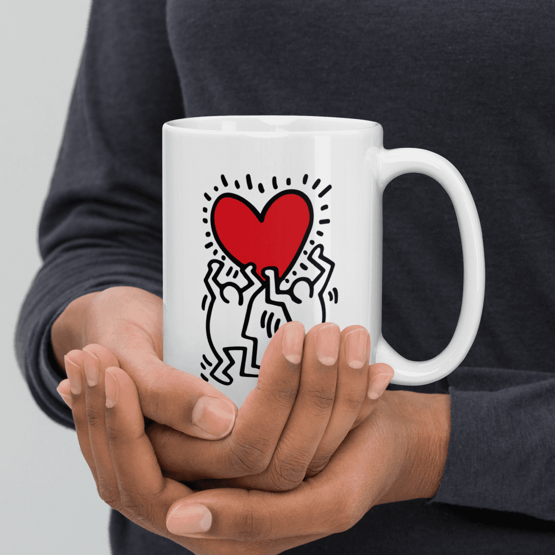 Men Holding Heart Icon, Street Art Mug