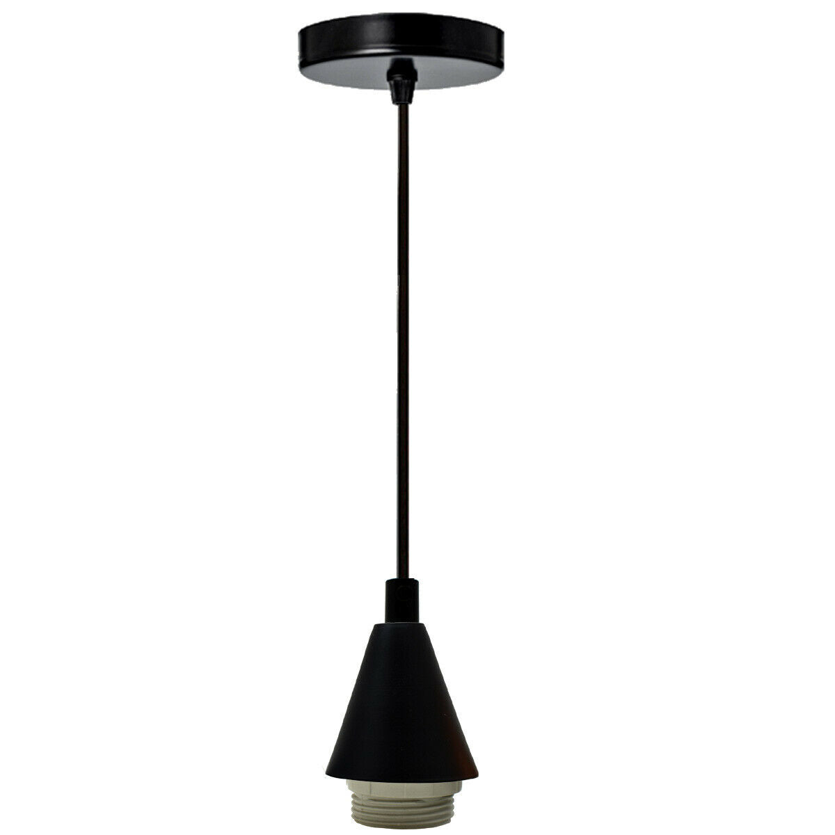 Black Cone Holder Light Pendant Fitting Ceiling Rose E27 Set~2373