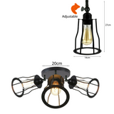 Ceiling Light 3 Shade Modern Industrial Vintage Cage Style Fitting Metal Flush Mount~2014