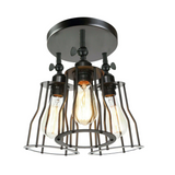 Ceiling Light 3 Shade Modern Industrial Vintage Cage Style Fitting Metal Flush Mount~2014