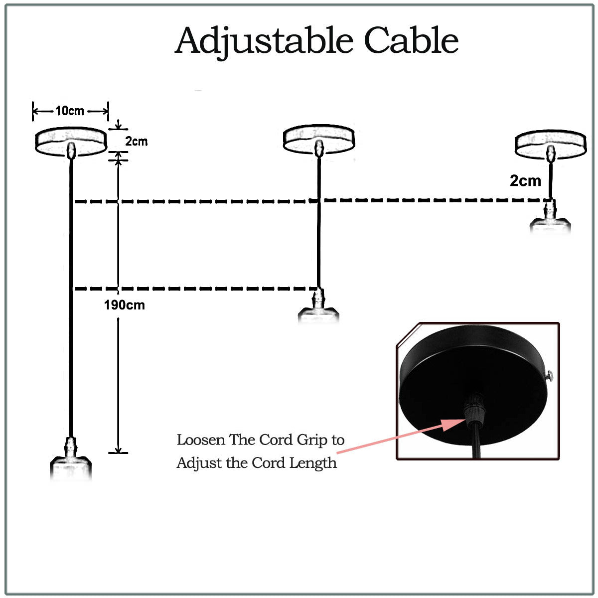 2m Grey Twisted Cable E27 Base Pendant White Holder~1738