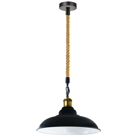 Black Barn Pendant Light with gold holder ~1654