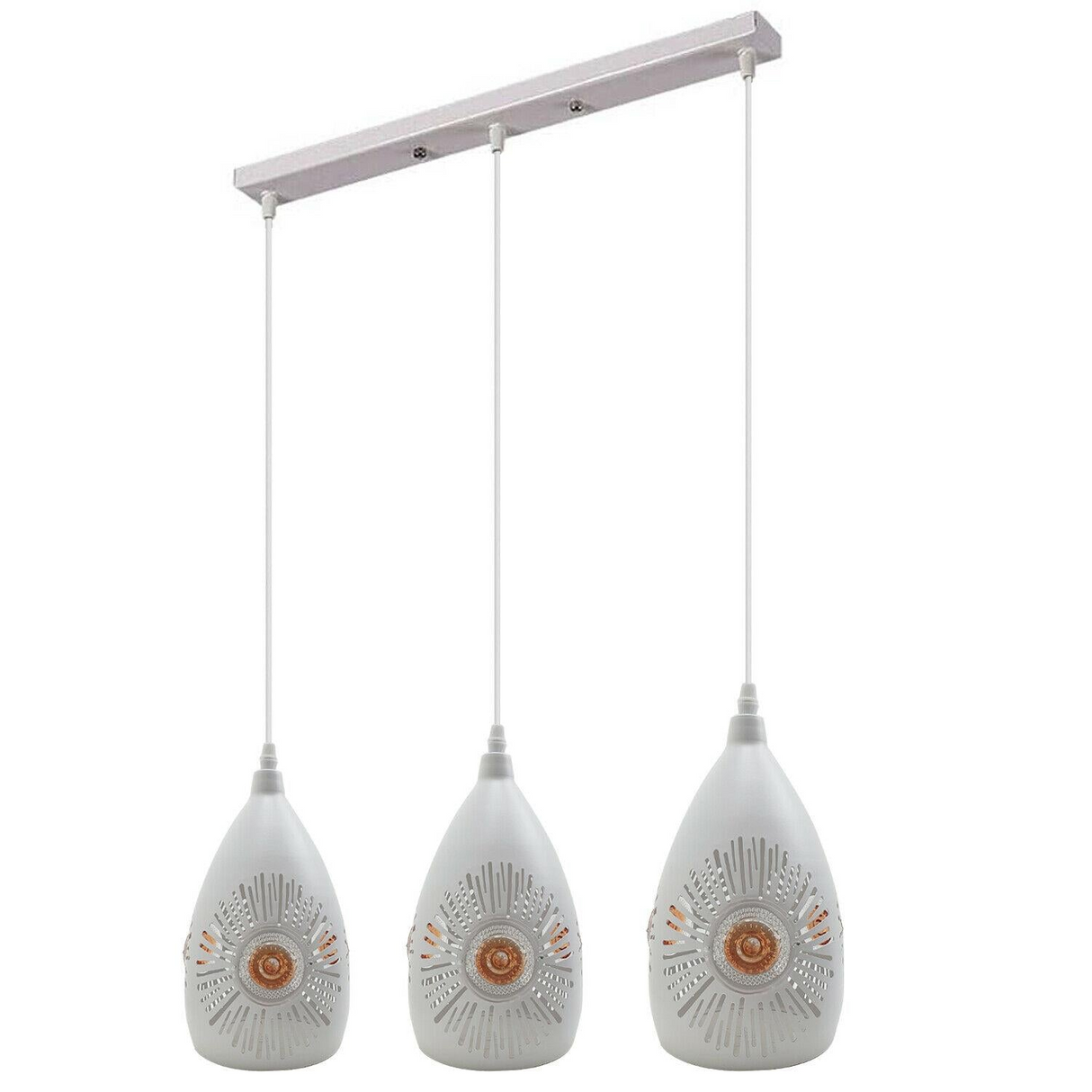 Vintage Retro Industrial Loft 3 Head White Pendant Ceiling Light Retro Lamp UK~1426