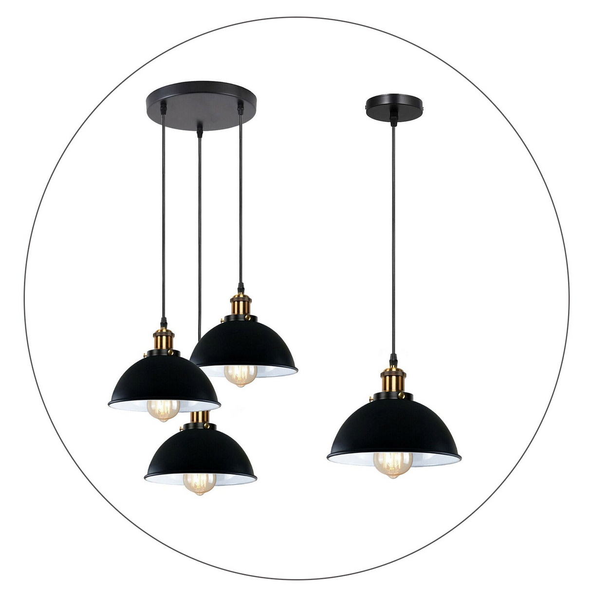 LEDSone Vintage Industrial Metal Ceiling Pendant Shade Modern Hanging Retro with various pattern Light black colour ~1259