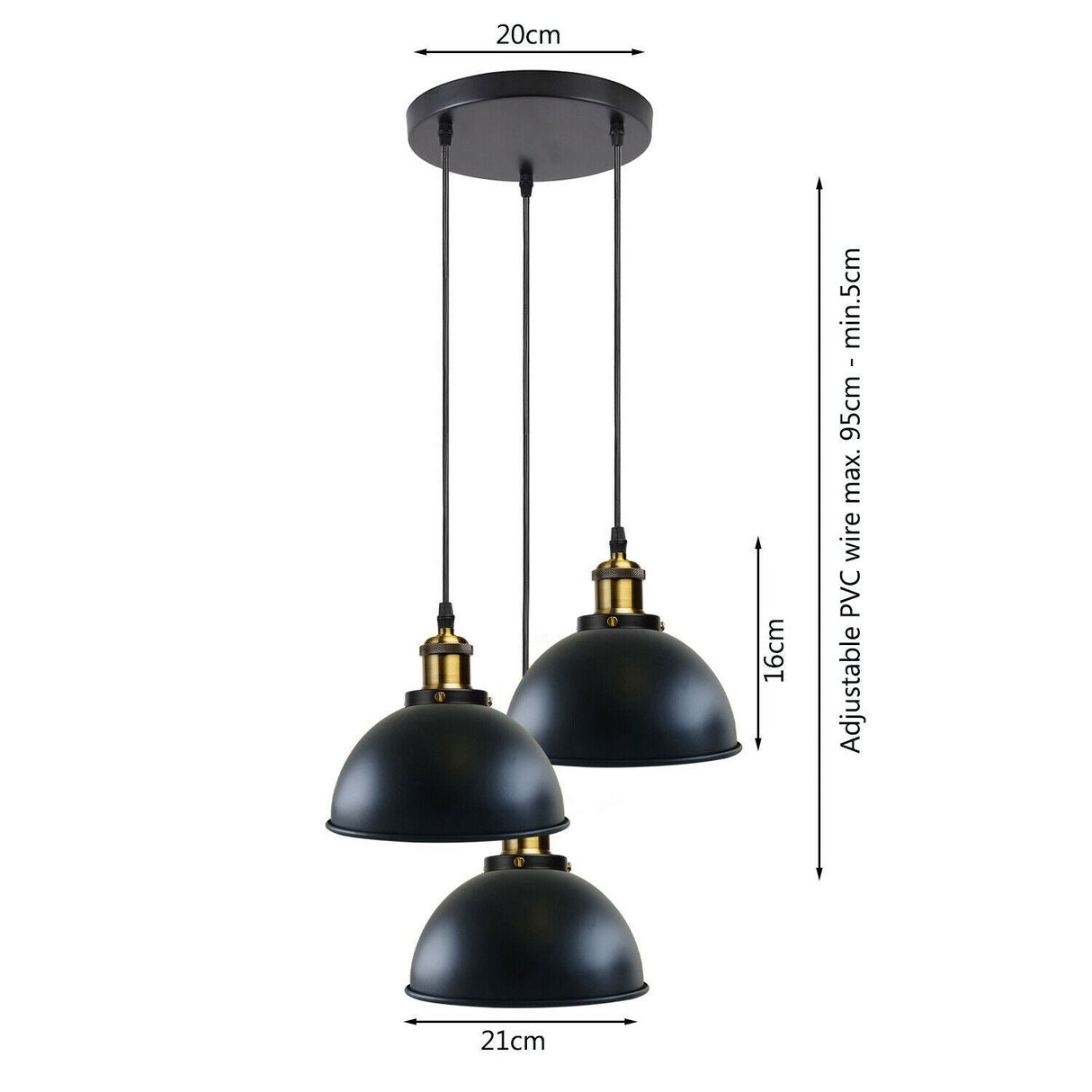 LEDSone Vintage Industrial Metal Ceiling Pendant Shade Modern Hanging Retro with various pattern Light black colour ~1259