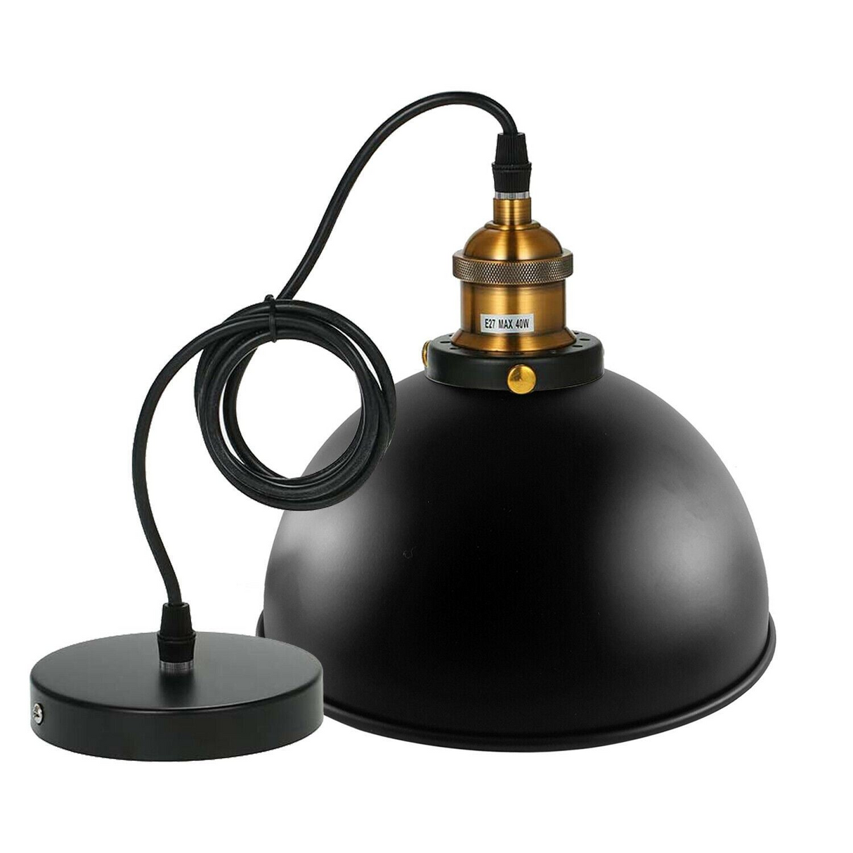 LEDSone Vintage Industrial Metal Ceiling Pendant Shade Modern Hanging Retro with various pattern Light black colour ~1259