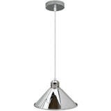 Modern Industrial Loft Chrome Ceiling Pendant Light Metal Cone Shape Shade Indoor Hanging Light Fitting For Basement, Bedroom, Conservatory~1184