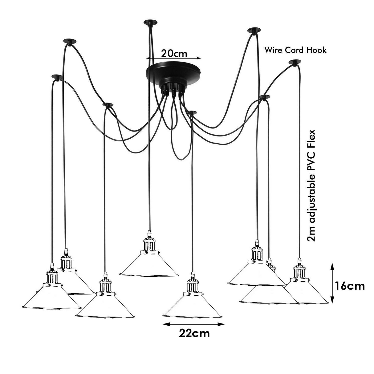 Vintage Industrial Spider Light 8 Way Hanging Ceiling Pendant Lights~3525