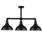 Industrial Vintage Retro Ceiling Pipe Light Black Dome Shade E27 UK Flush Lights~3732